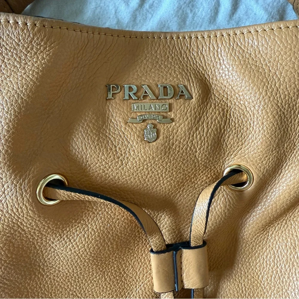 Prada Tan Leather Tassel Hobo Bag